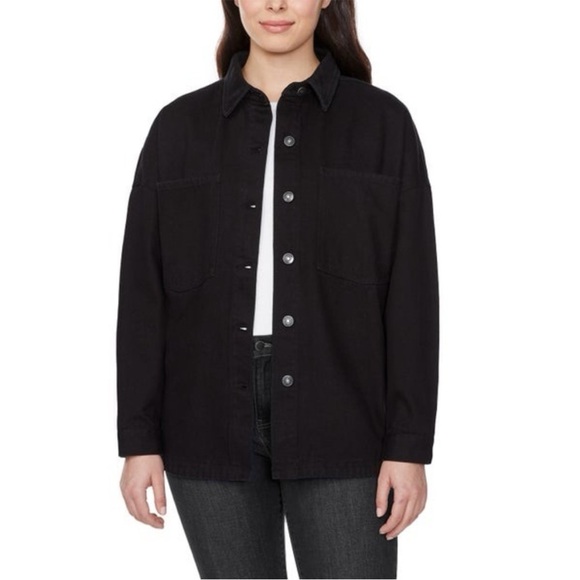 Hudson Jeans 100% Cotton Oversized Shacket Denim Jean Jacket Black Size Medium - Picture 1 of 9